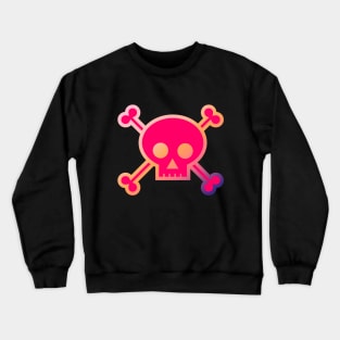 Skull and Crossbones Pirate Flag Hot Pink Gradient Crewneck Sweatshirt